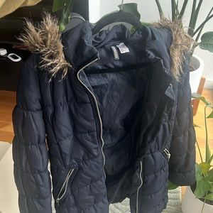 Knee length navy blue H&M parka